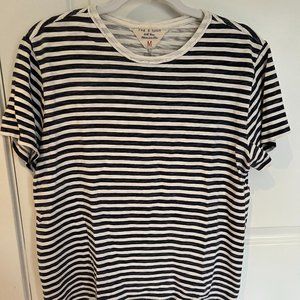 Rag & Bone Gray/White Striped T-Shirt Size M